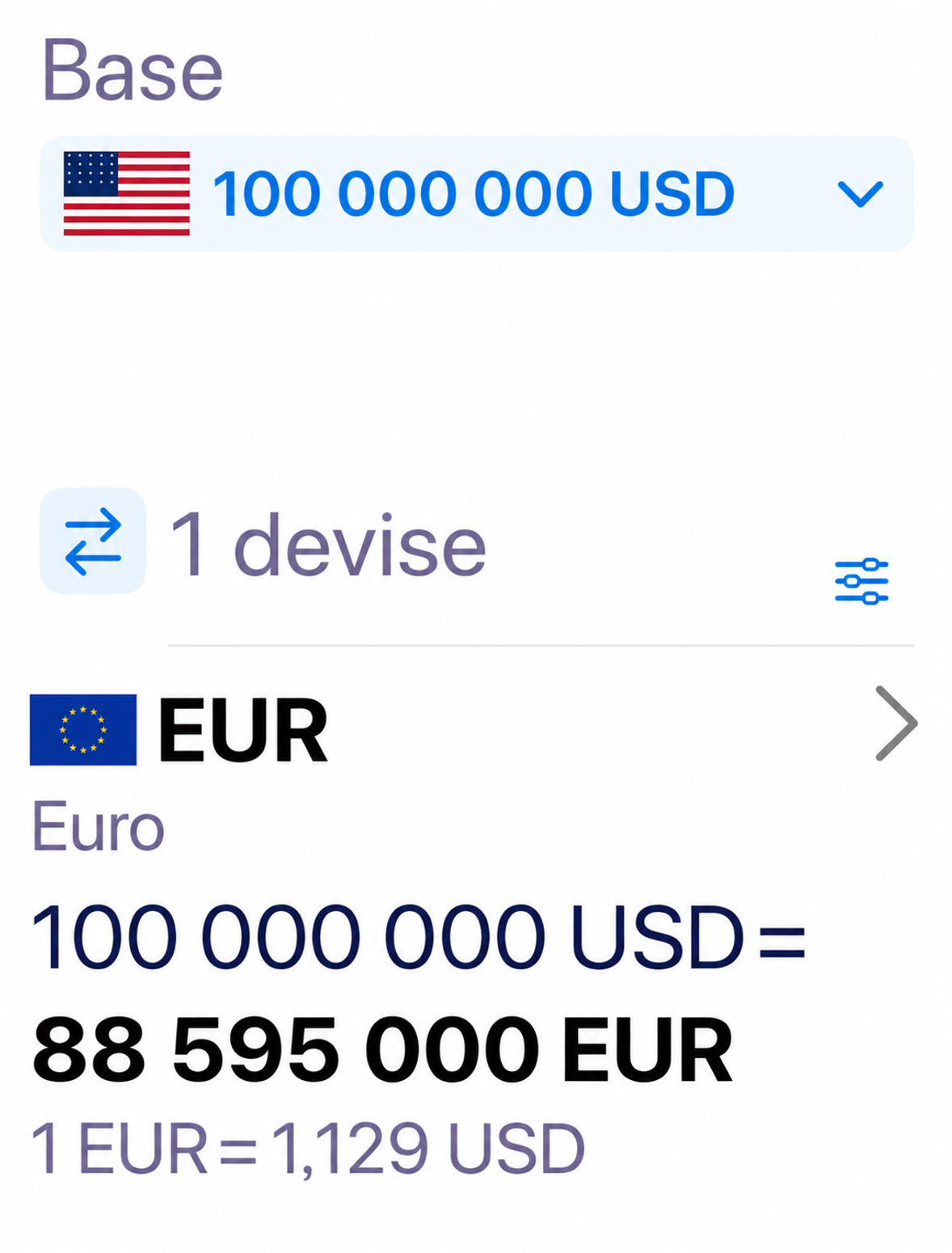 ExNook · iPhone · 100 000 000 USD = 88 595 000 EUR
