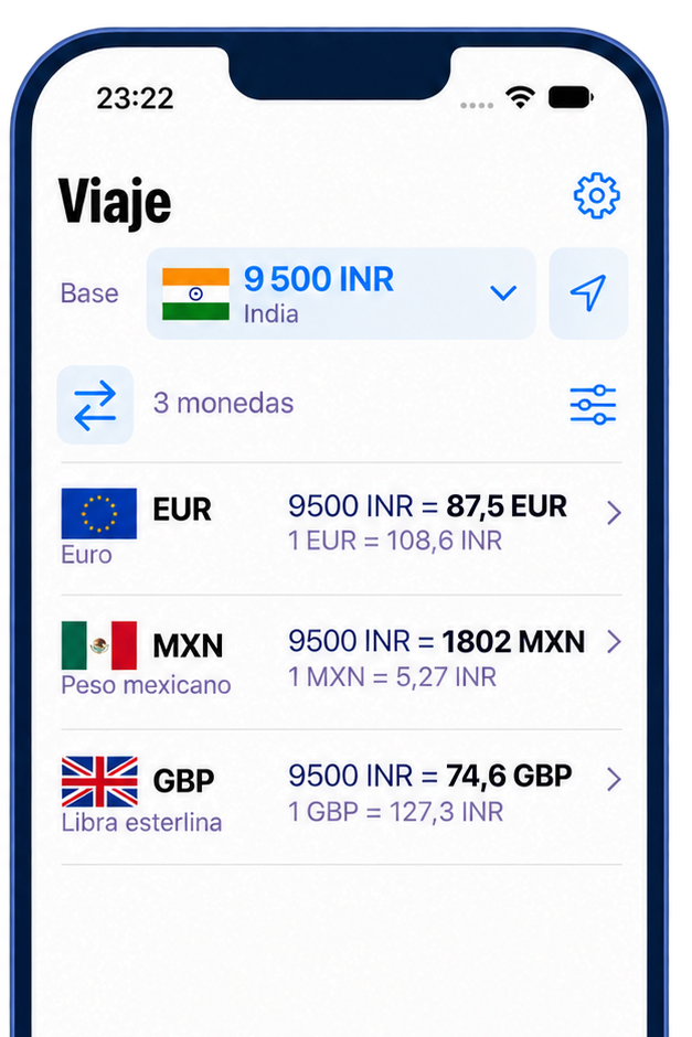 ExNook · iPhone · 9.500 INR · 87,5 EUR; 1 EUR ≈ 108,6 INR · 1.802 MXN; 1 MXN ≈ 5,27 INR · 74,6 GBP; 1 GBP ≈ 127,3 INR
