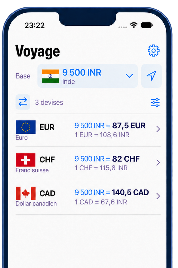 ExNook · iPhone · 9 500 INR · 87,5 EUR; 1 EUR ≈ 108,6 INR · 82 CHF; 1 CHF ≈ 115,8 INR · 140,5 CAD; 1 CAD ≈ 67,6 INR