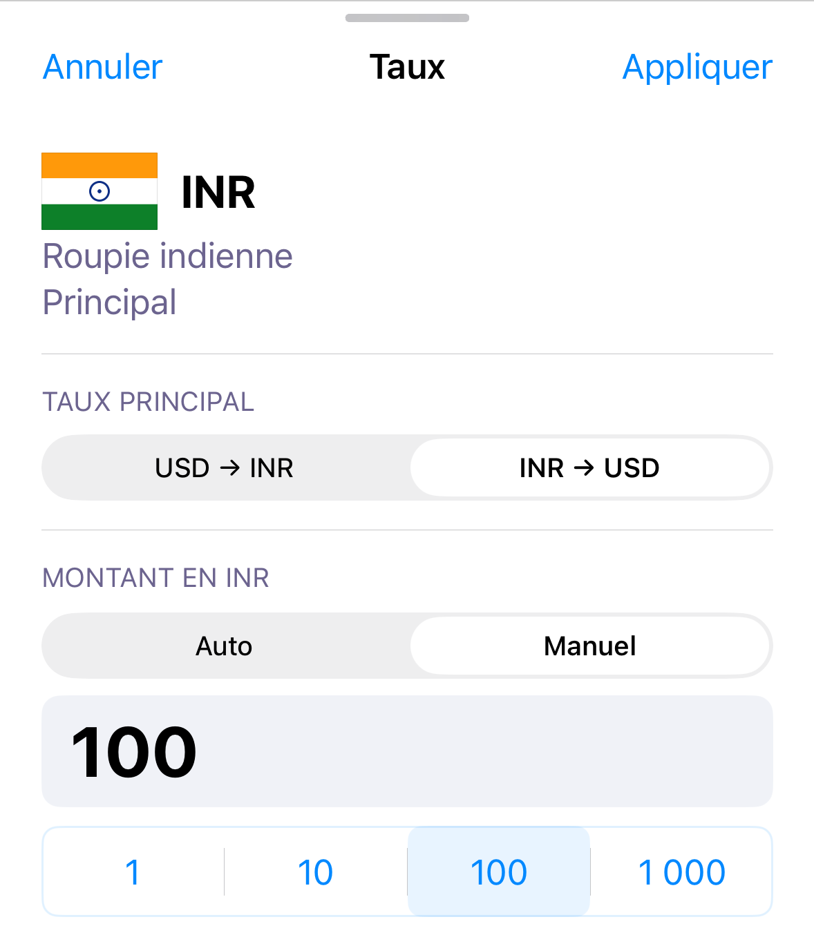 ExNook · iPhone · Choisir le montant de référence