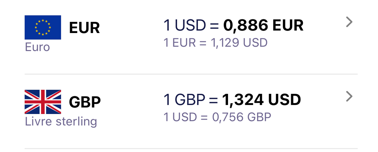 ExNook · iPhone · Le taux dans les deux sens. Un seul écran.